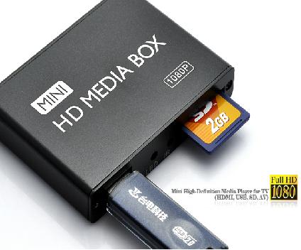 مشغل وسائط MP013 Mini 1080P HD مع HDMI / AV / USB / SD / MMC - أسود